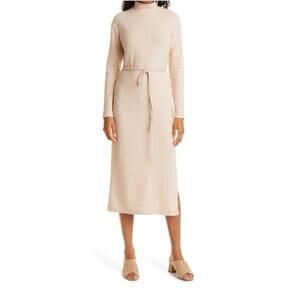 Vince Long Sleeve Mock Neck Knit Dress In Marzipan Size XL